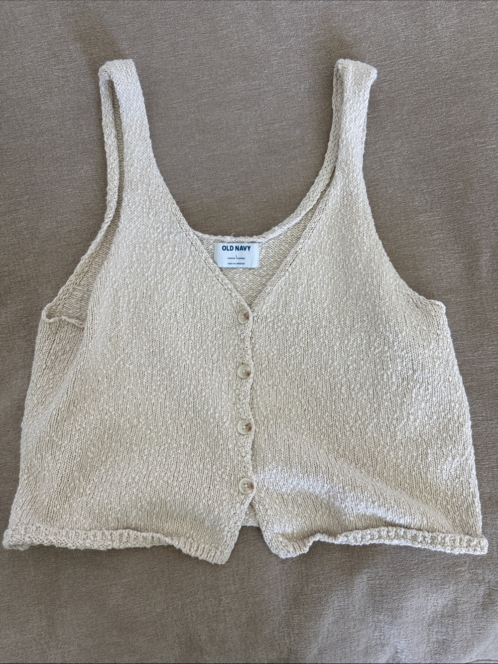 Old Navy Cream Button-Front Knit Tank